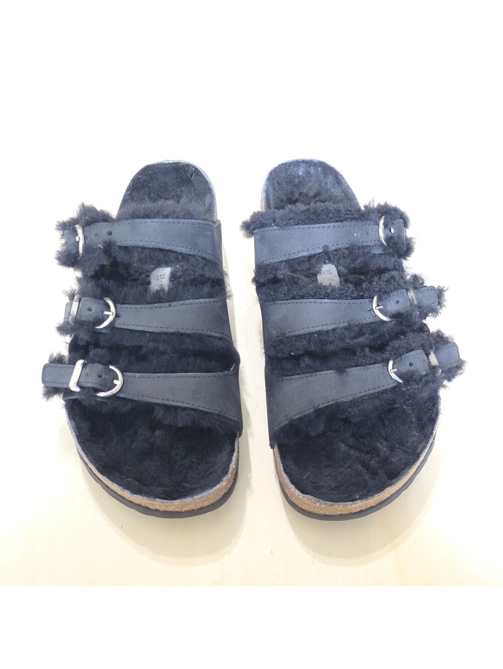 Birkenstock Florida Fresh Shearling Women's Sandal Size EU 37 US 6 6.5 Black
